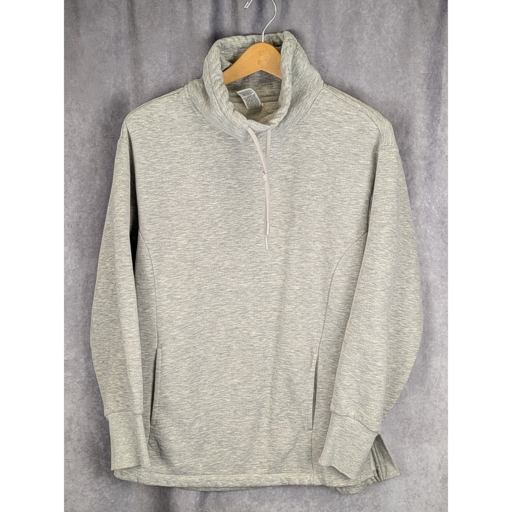 RBX Active Women Heather Gray Funnel Neck Fleece Pullover Sweatshirt Medium C148